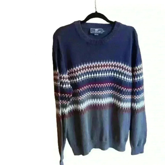 Vineyard Vines Mens Fair‎ Isle Classic Fit Crewneck Sweater Size L - Picture 1 of 3